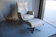 New John Lewis Ease Recliner & Footstool Stone Leather **Delivery Available**