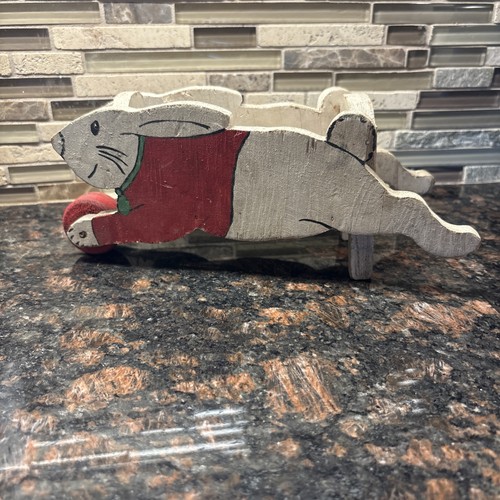 Vintage wooden folk art bunny - folk,