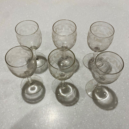 Set vintage etched glass - vintage,