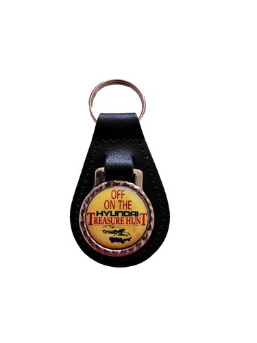 Black leather keyring fob - black,