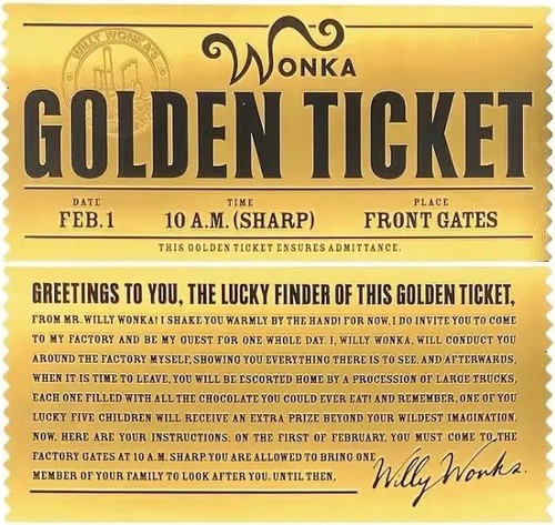 Willy wonka golden ticket - golden, film
