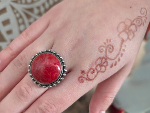 Sterling silver red coral - silver,