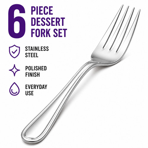 6pc stainless steel dessert - stainless,