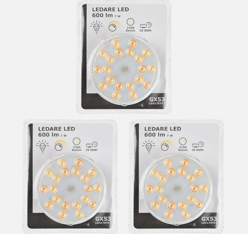 Ikea ledare gx53 led - 3x, bulbs