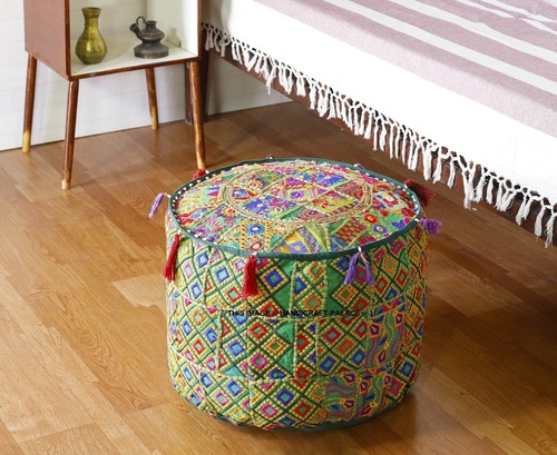 Indian pouf ottoman - pouf,