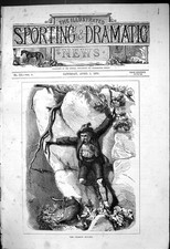 Old Antique Print 1876 Chamois Hunter Hunting Mountians Dangerous Scene 19th