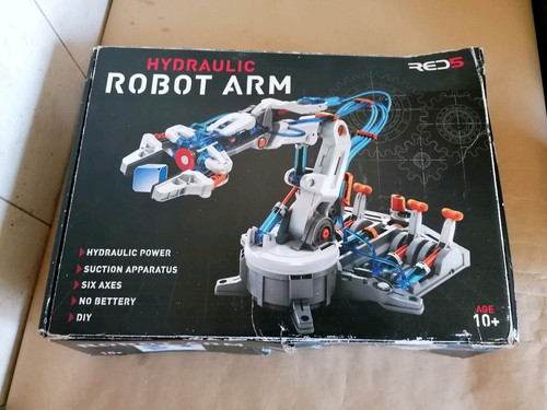 Red hydraulic robot arm - robot,