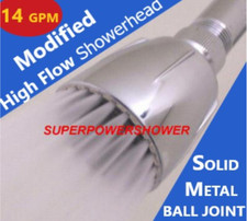 Original Modified HIGH FLOW SHOWER HEAD ^ 14 GPM Soft High Pressure ^ Metal Ball