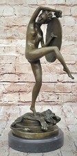 Bruno Zach Sculpture Warrior Dance Vintage  Cast Art Deco Woman Bronze Statue NR