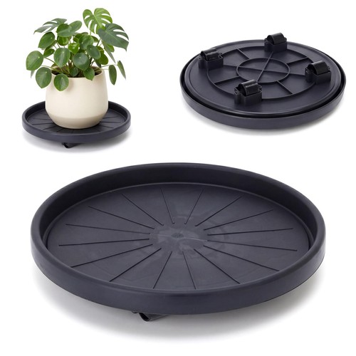 Round plant caddy with wheels - with,