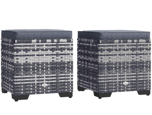 Rattan storage ottoman - rattan, outdoor
