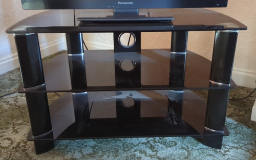 Black glass chrome tv stand - tv,