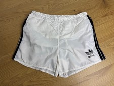 VINTAGE ADIDAS 1980'S 1990'S NYLON FOOTBALL WHITE RUNNINS SHORTS