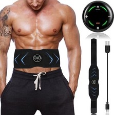 Rechargeable EMS Abdominal Muscle Toning Trainer ABS Stimulator Toner Belt