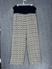 NWT Vintage I.N. Studio Palazzo Pants Petite PXL Black Tan Geometric Roll Waist