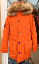 NEW Superdry Vintage Everest Parka Coat Faux Fur Orange Size L Mens RRP £145
