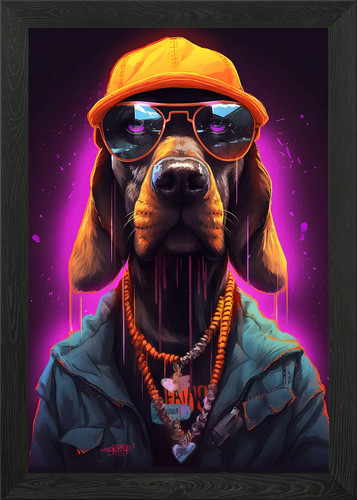 American foxhound dog framed - american,