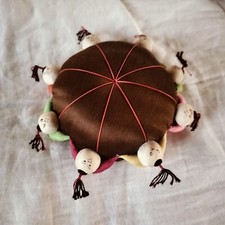 Silk Pin-Cushion Brown China Sumo Sewing Organize Designer Accessories 
