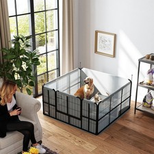 Dog Whelping Box, 4-Panel Whelping Pen with Washable Whelping Pad, Black