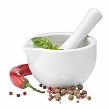 White Porcelain Pestle and Mortar Set Ceramic Spice Herb Crusher Paste Grinder