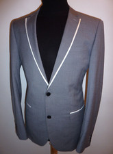 Next Boating Blazer 40 L Slim Fit Grey White Trim  Rowing Jacket Sport Coat