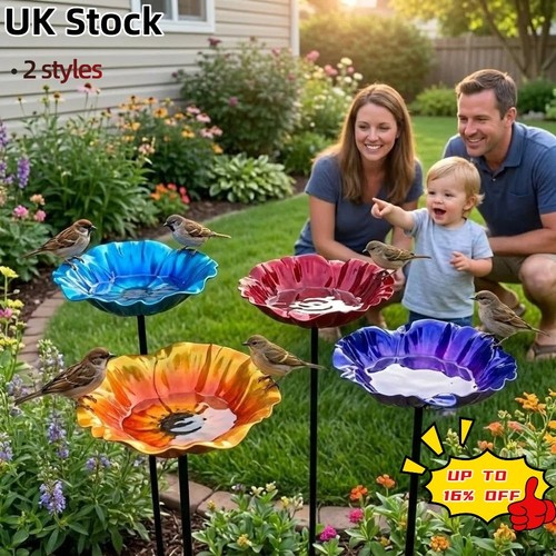 Flower shape bird bath stake - flower,