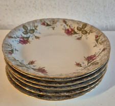 Chodziez Poland 6 Cake Plates Roses with Gold Rim