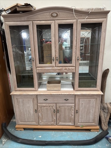 Oak display cabinet with glass - oak,