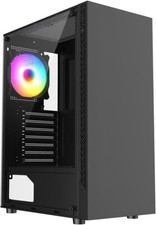 PC COMPUTER CASE ATX GAMING MID TOWER BLACK - T/ GLASS 1 x RGB FAN - iONZ KZ08B