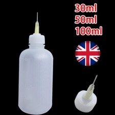 30/50/100ml Needle Tip Bottle Set Squeeze Plastic Bottles Oil Liquid Glue Ink UK