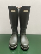 Hunter Balmoral Sovereign Leather Lined Wellington Boots Wellies UK5 EU38 Green