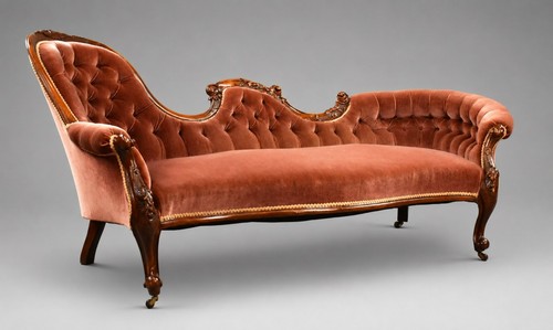 Victorian carved walnut chaise - walnut,