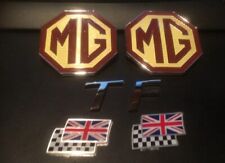 MG TF badge set front or rear large MG Badge rare 70mm TF & 2 chequerred flags 