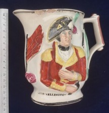 *RARE Antique 19th Century Staffordshire  Lord Wellington + General Hill Jug