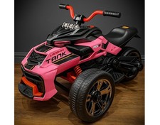 Motorbike Kids 3 Wheeled Ride on Reversed Trike 12v Electric Battery Pink