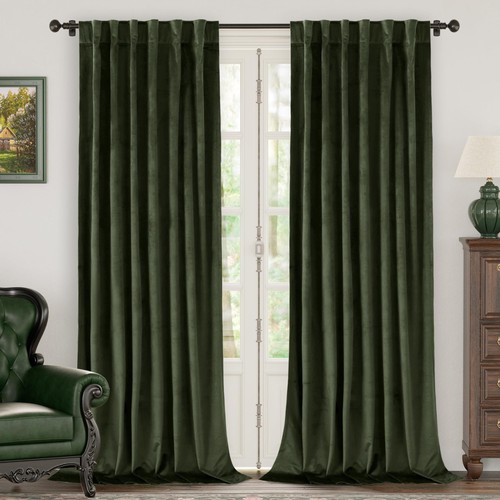 Olive green velvet blackout - olive,