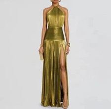 Gold metallic halter neck