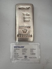 Metalor 1kg Silver Bar 999.0