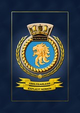 HMS FEARLESS SHIPS BADGE/CREST - HUNDREDS OF HM SHIPS IN STOCK