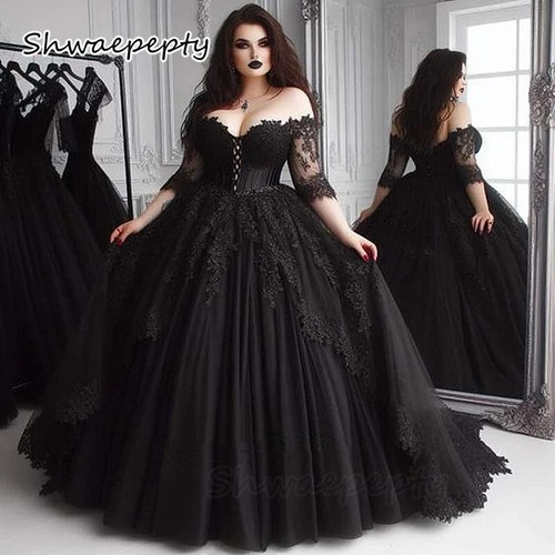 Gothic black wedding dresses - black,