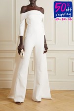 RRP€900 SAFIYAA Crepe Cape Jacket FR34 US2 UK6 XS Ivory Draped Off-Shoulder