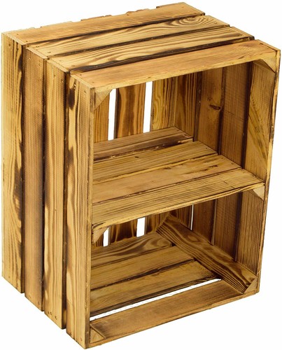 Large wooden burnt crate - ,