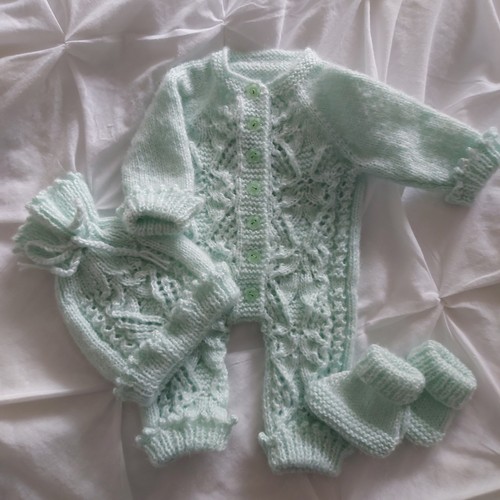 Hand knit baby - hand, romper