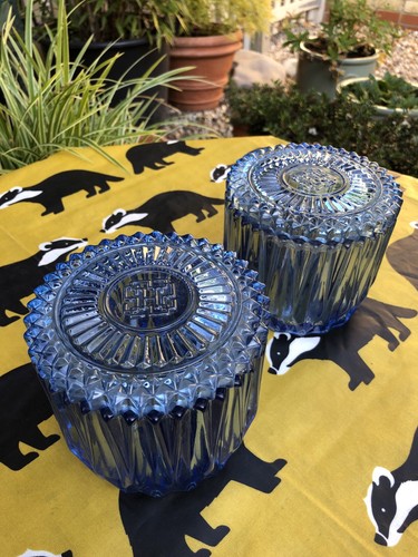 Harry slatkin blue heavy glass - harry,