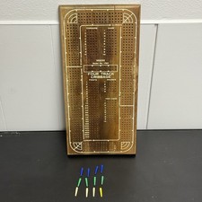 VINTAGE ~ Drueke FOUR TRACK CRIBBAGE BOARD ~ Walnut Deluxe No. 1962 ~ AS IS