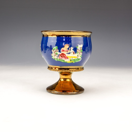 Copper lustre pottery goblet - lustre,
