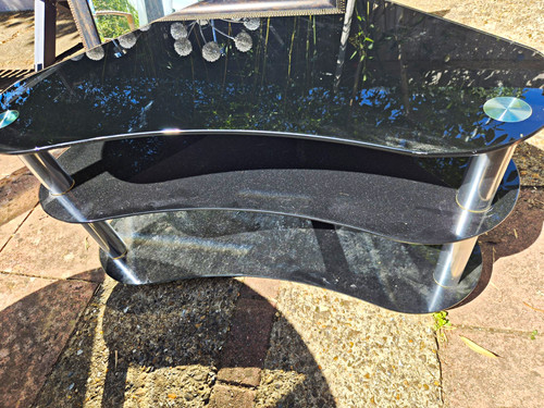Corner stand black glass - corner,