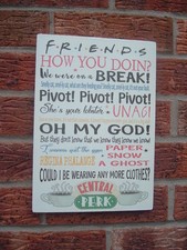 Friends tv show sitcom phrases wall hanging wooden shabby vintage sign plaque