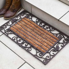 Deluxe Cast Iron 2-in-1 Ornate "Aureate" Rectangular Doormat & Boot Scraper
