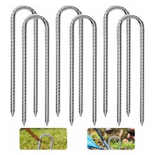 6x Heavy Duty Trampoline U-Shaped Metal Wind Stake Goal Pegs Tent Ground Anchor